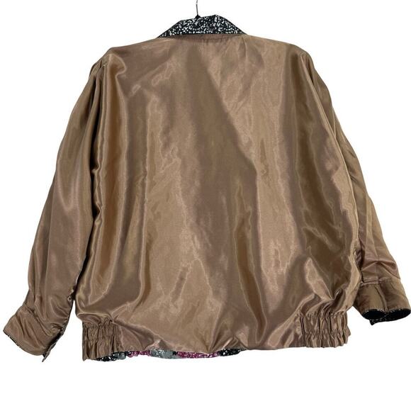 Vintage Metallic Floral/Black GDT TOO Reversible 90s Bomber Jacket One Size - Picture 11 of 13